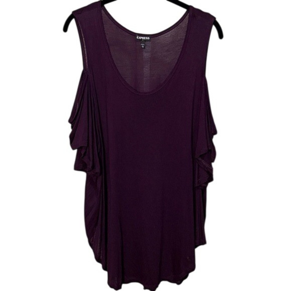 Express Plum Cold Shoulder Ruffle Sleeves‎ Casual Blouse Top XL